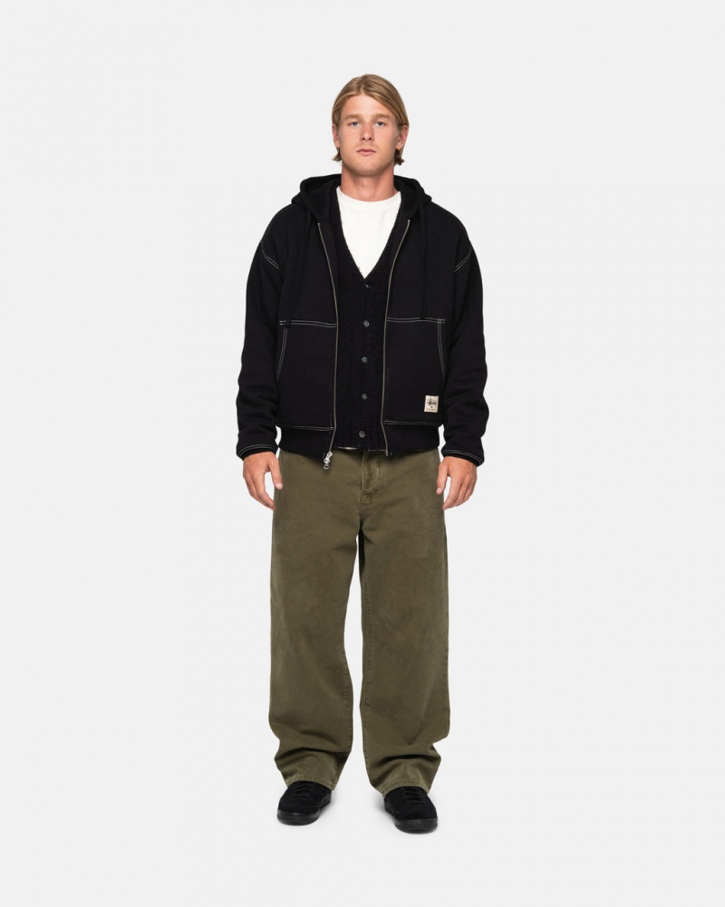 Stussy Big Ol& Jean Washed Płócienne - Unisex Pants Oliwkowe | BPLSO11098