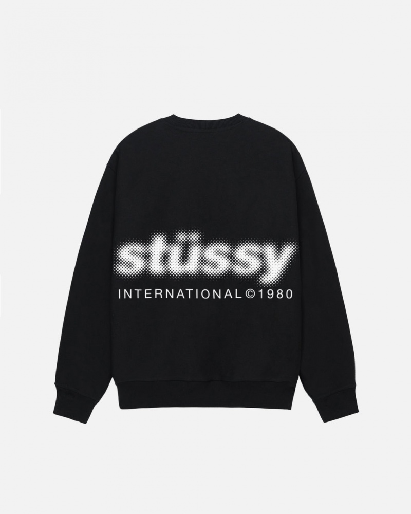 Stussy Blur Crew - Unisex Hoodies Czarne | PLJKU22769