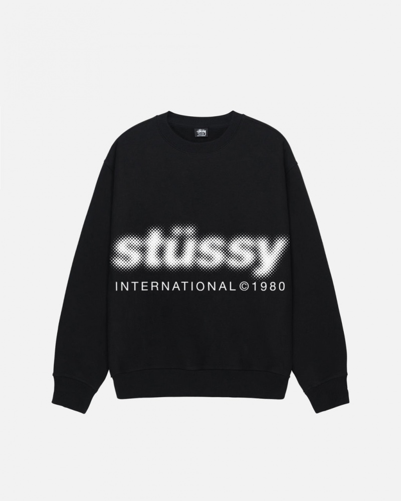 Stussy Blur Crew - Unisex Hoodies Czarne | PLJKU22769