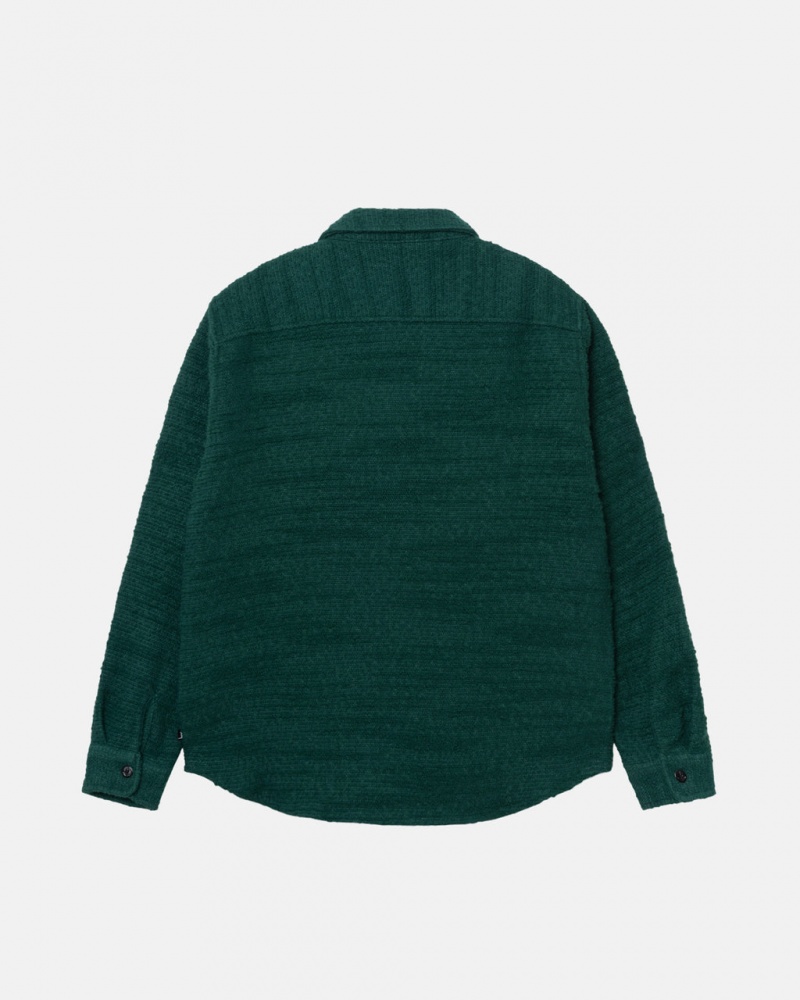 Stussy Boucle Wełna Cpo Shirt - Unisex Tops Zielone | MPLHR76806