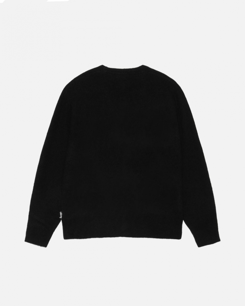 Stussy Brushed Cardigan - Unisex Sweaters Czarne | SPLVO60454