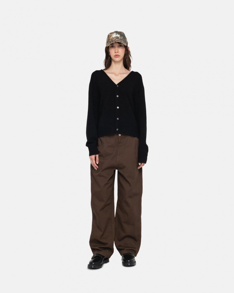 Stussy Brushed Cardigan - Unisex Sweaters Czarne | SPLVO60454