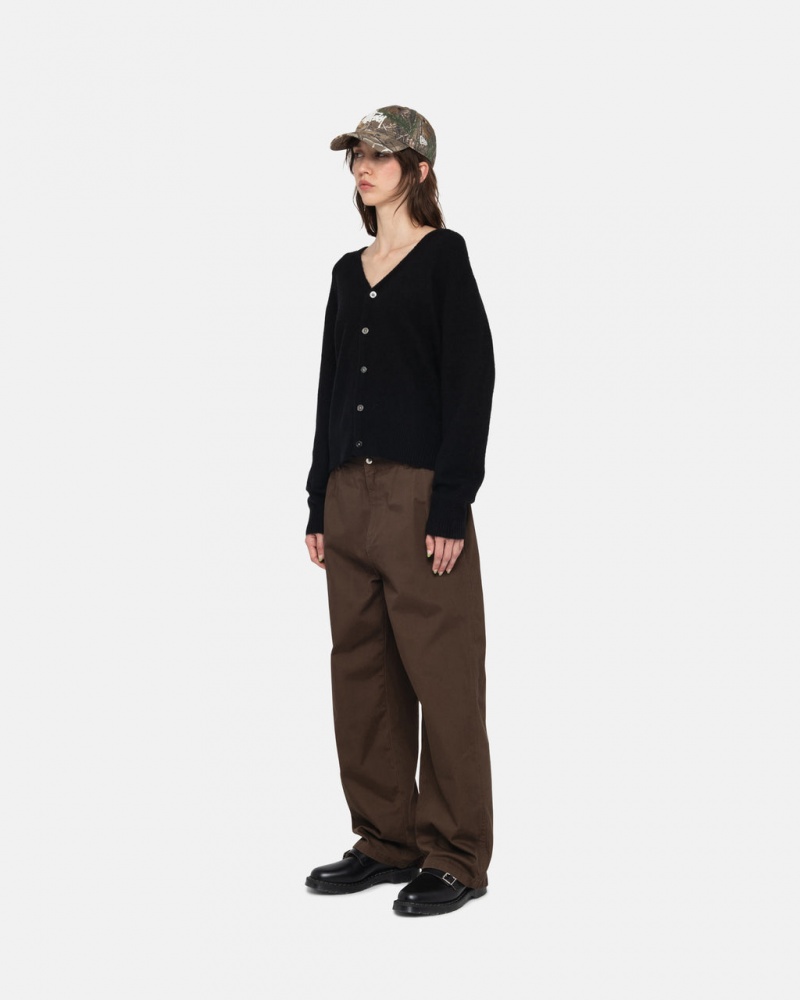 Stussy Brushed Cardigan - Unisex Sweaters Czarne | SPLVO60454