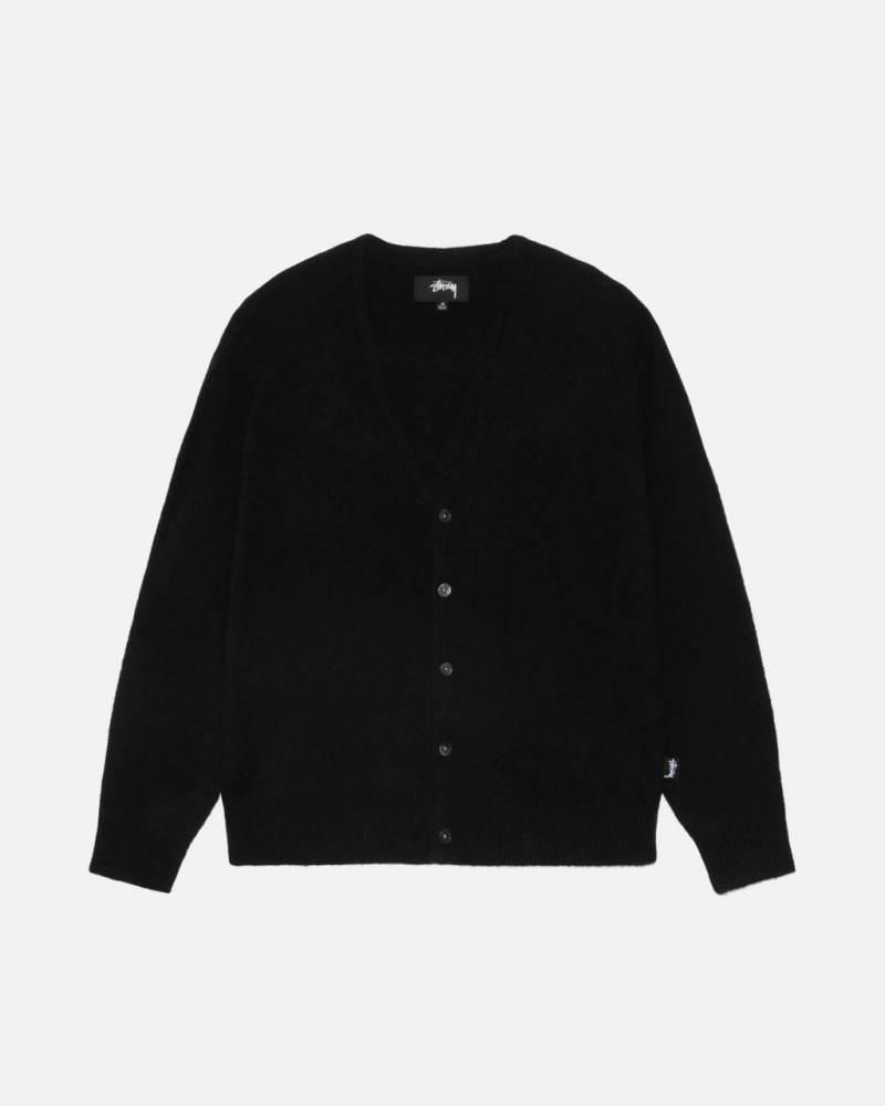 Stussy Brushed Cardigan - Unisex Sweaters Czarne | SPLVO60454