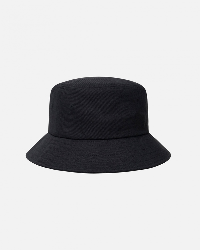 Stussy Bucket Hat Big Stock - Unisex Czarne | FPLUI62941