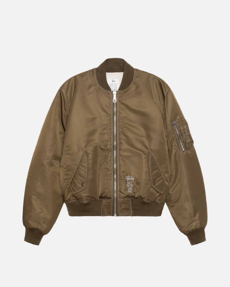 Stussy Built Reversible Bomber Jacket - Unisex Jackets Brązowe | PLJKU95281