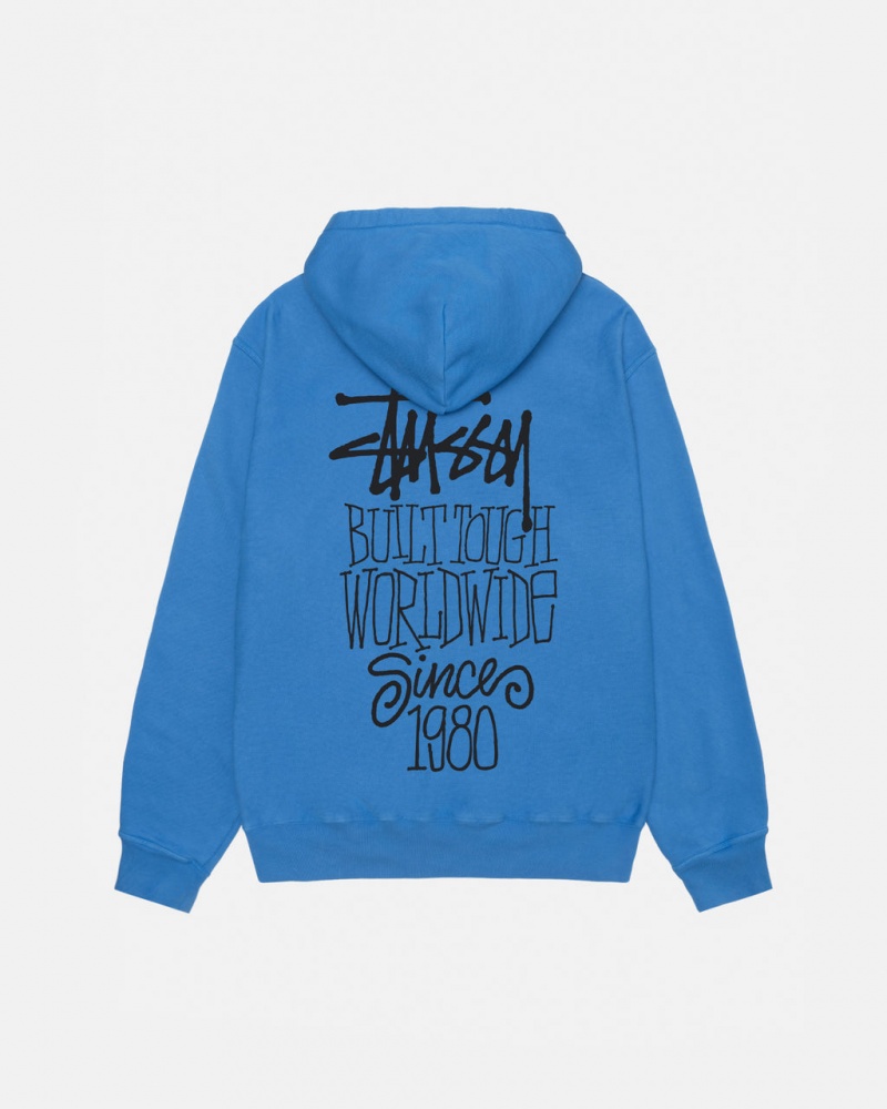 Stussy Built Tough Hoodie Pigment Dyed - Unisex Hoodies Niebieskie | ZPLNQ21338