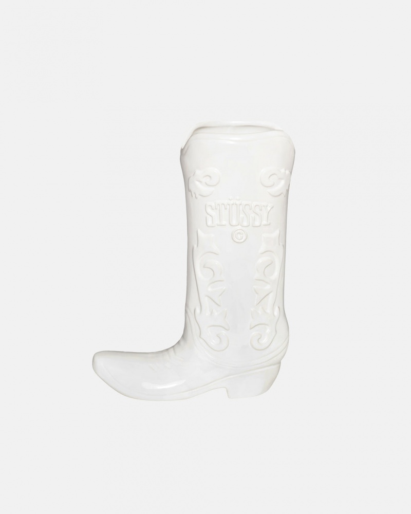 Stussy Ceramiczny Boot Vase - Vase/Pottery Białe | PLEAH19601