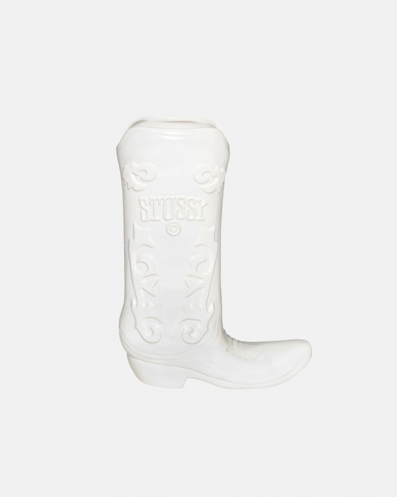 Stussy Ceramiczny Boot Vase - Vase/Pottery Białe | PLEAH19601