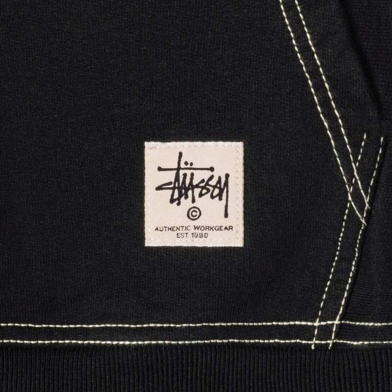 Stussy Contrast Stitch Label Hoodie - Unisex Hoodies Czarne | UPLTG24100