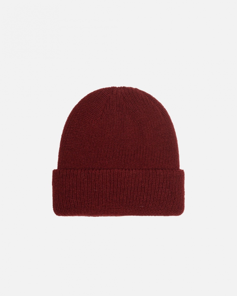 Stussy Cuff Beanie Basic - Unisex Ciemny Czerwone | PLJKU17421