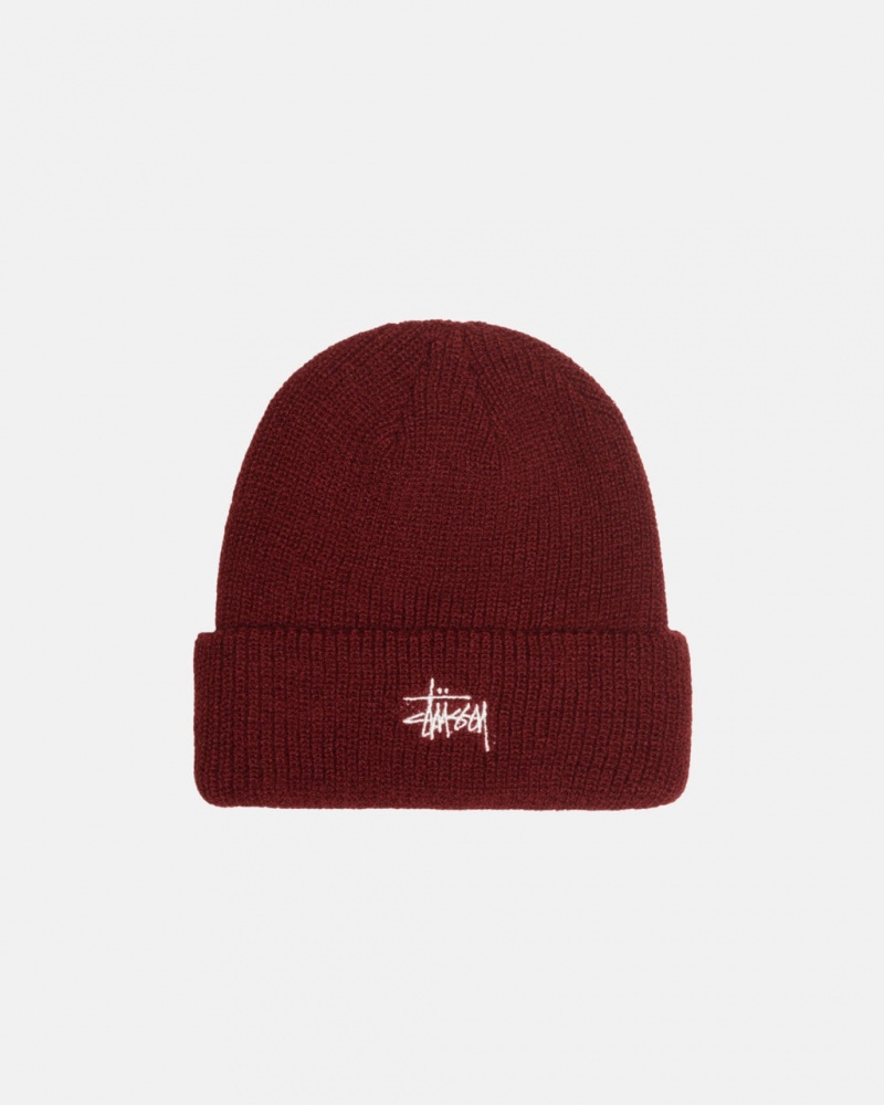 Stussy Cuff Beanie Basic - Unisex Ciemny Czerwone | PLJKU17421