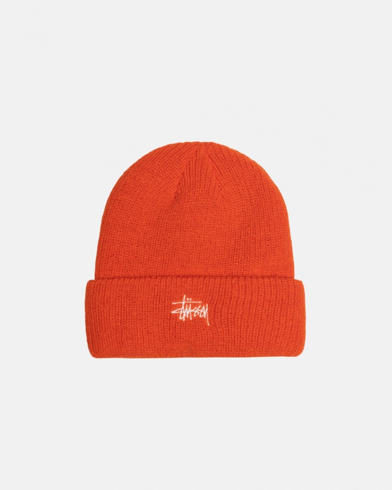 Stussy Cuff Beanie Basic - Unisex Pomarańczowe | PLJVR36368