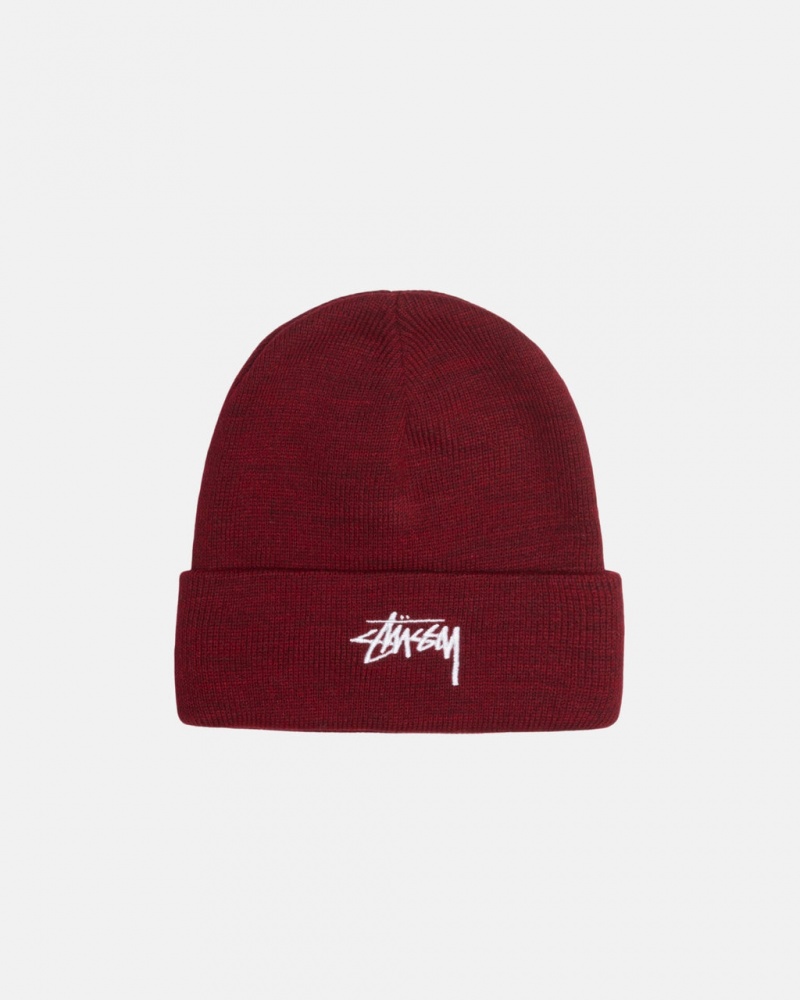 Stussy Cuff Beanie Stock - Unisex Czerwone | PLQCS18886