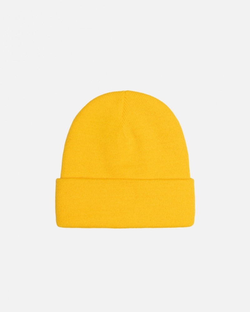 Stussy Cuff Beanie Stock - Unisex Musztardowe | PLQCS93903