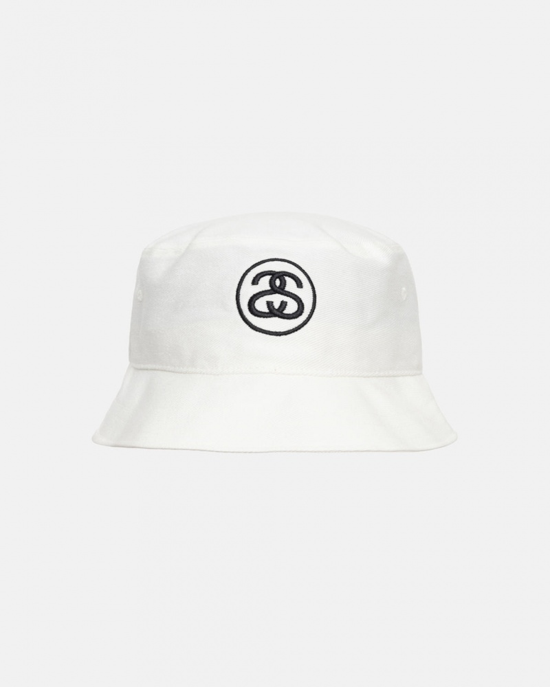 Stussy Deep Bucket Hat SS Link - Unisex Białe | TPLWZ23078