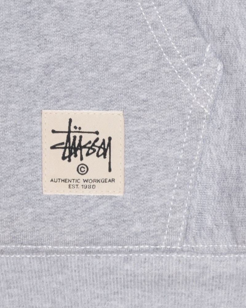 Stussy Double Face Label Zip Hoodie - Unisex Hoodies Szare | APLWC57880