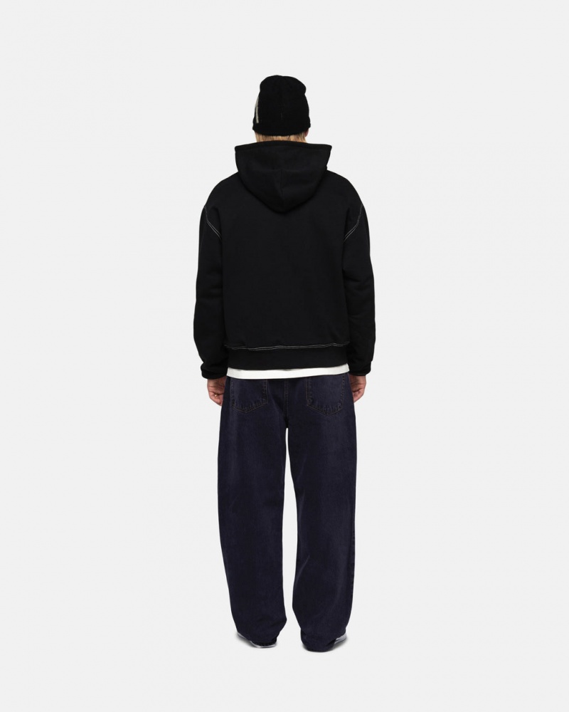 Stussy Double Face Label Zip Hoodie - Unisex Hoodies Czarne | BPLSO68434