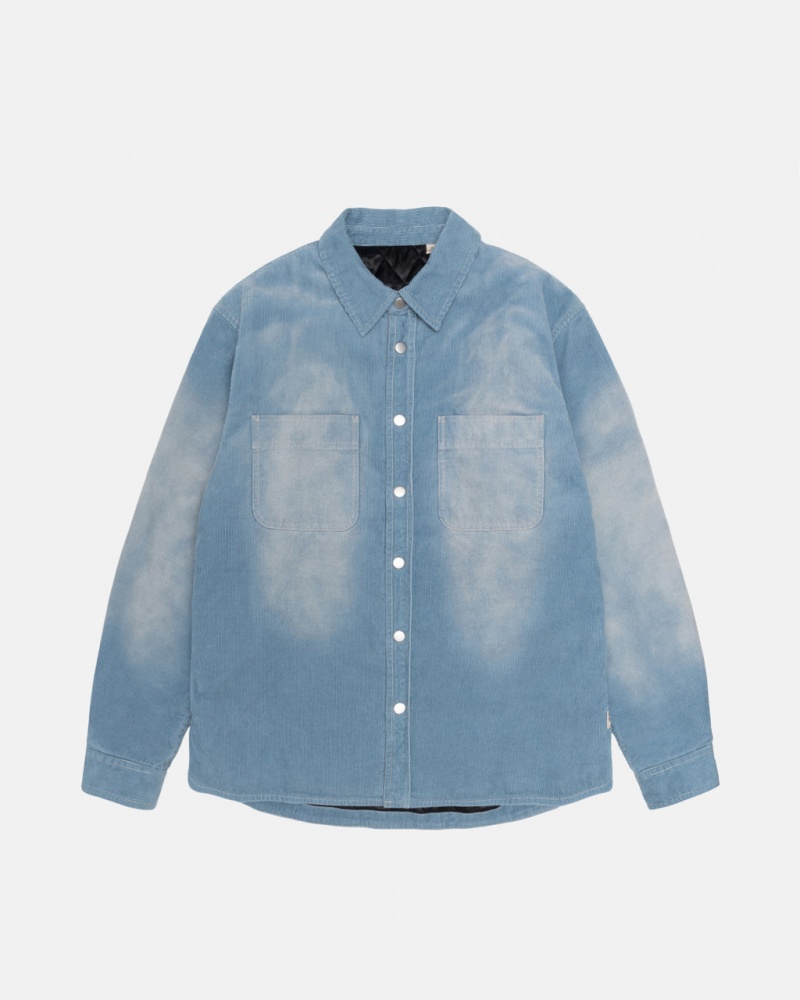 Stussy Faded Cord Overshirt - Unisex Tops Niebieskie | PLJKU99322