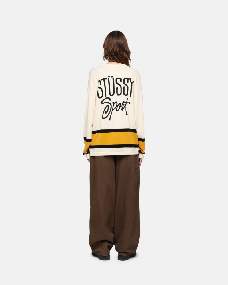 Stussy Hockey Swetry - Unisex Sweaters Beżowe | PLZPD36711