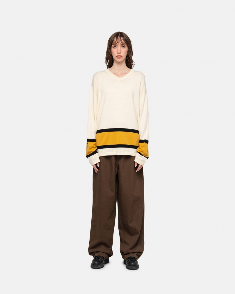 Stussy Hockey Swetry - Unisex Sweaters Beżowe | PLZPD36711