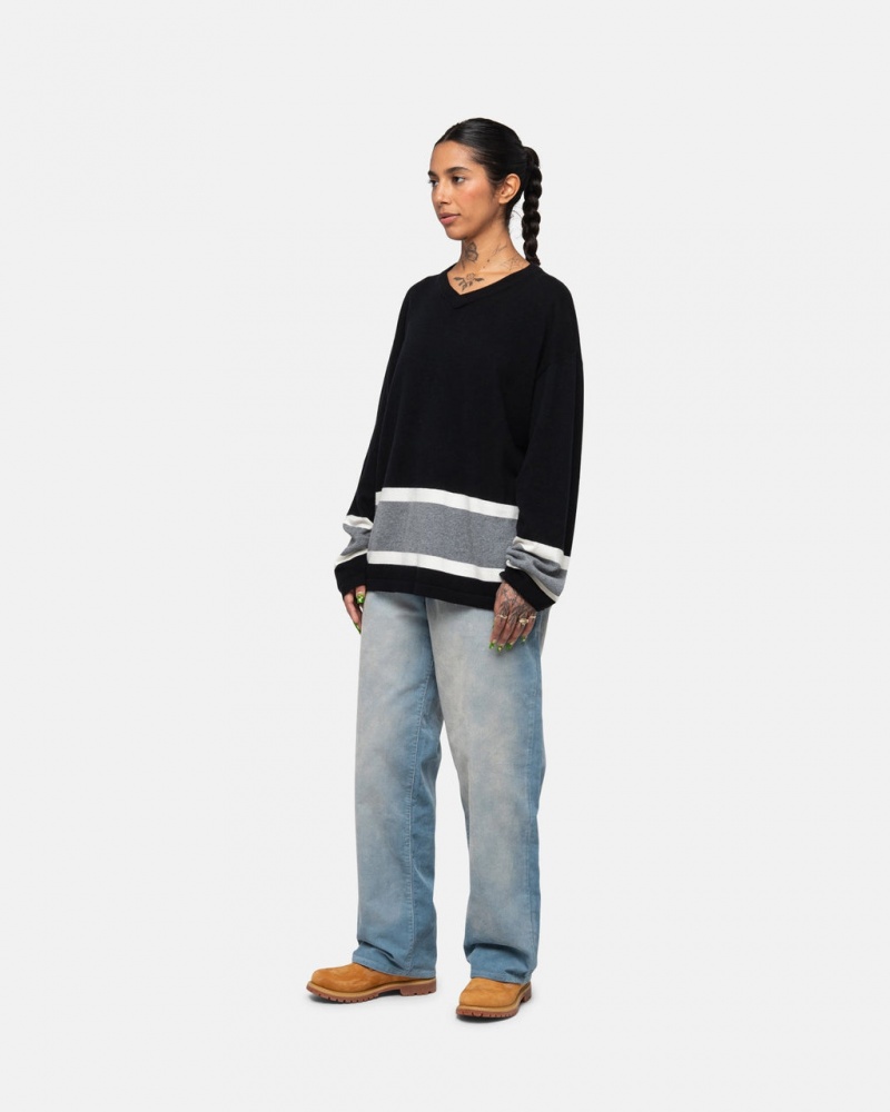 Stussy Hockey Swetry - Unisex Sweaters Czarne | PPLQX32701