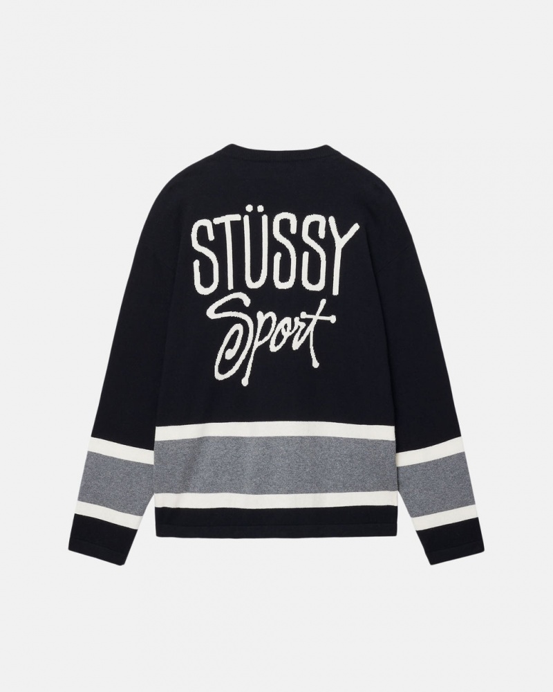 Stussy Hockey Swetry - Unisex Sweaters Czarne | PPLQX32701