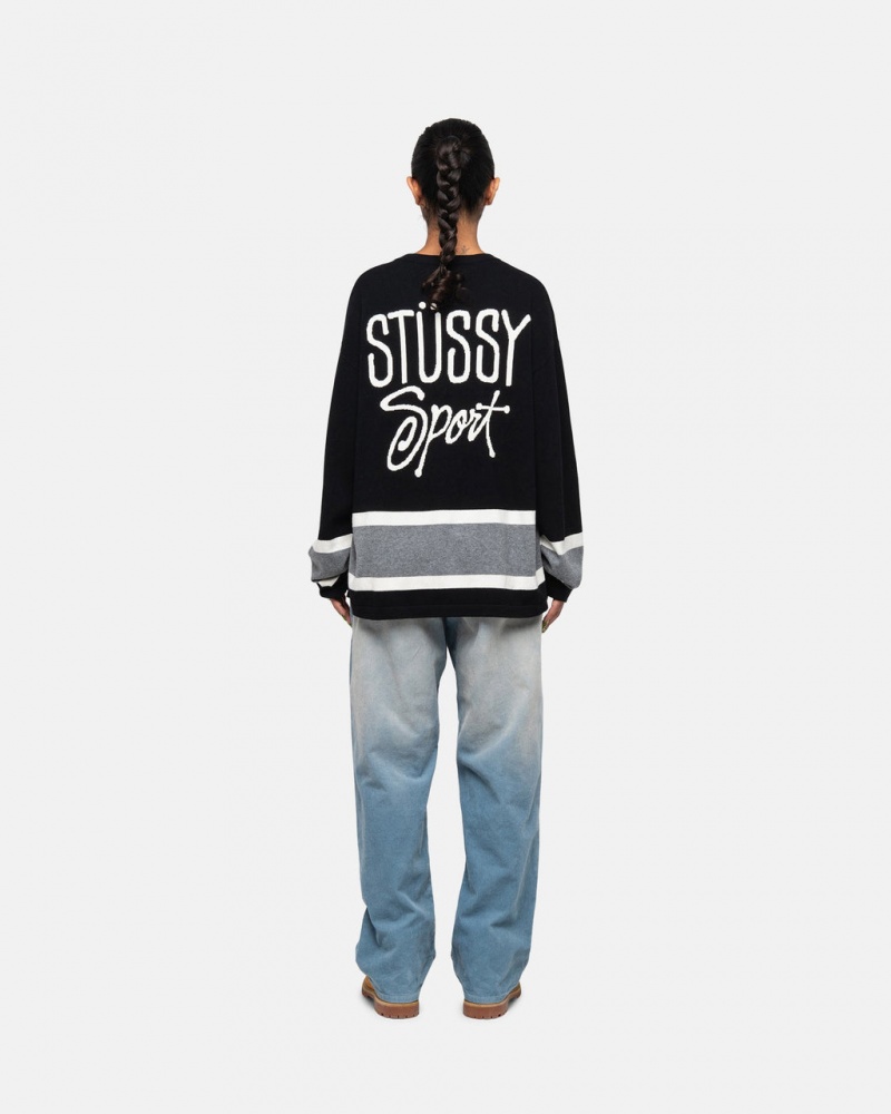 Stussy Hockey Swetry - Unisex Sweaters Czarne | PPLQX32701