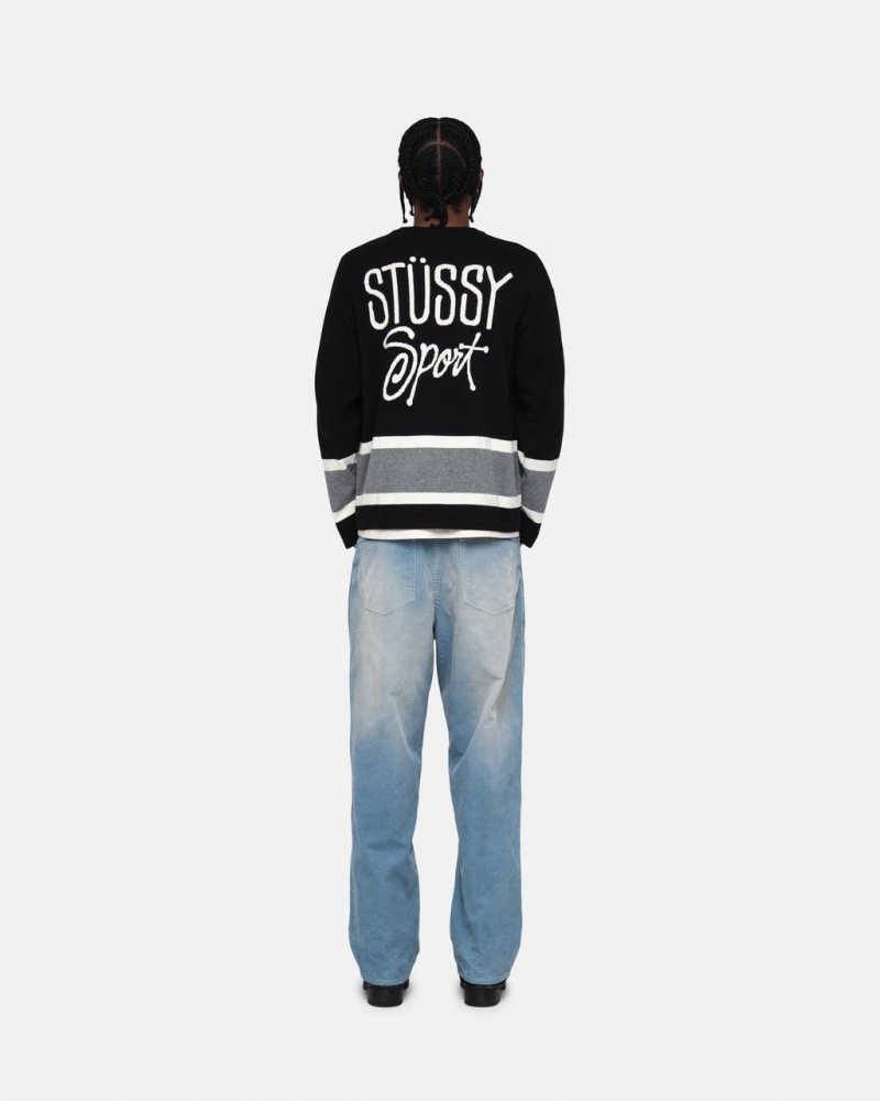 Stussy Hockey Swetry - Unisex Sweaters Czarne | PPLQX32701