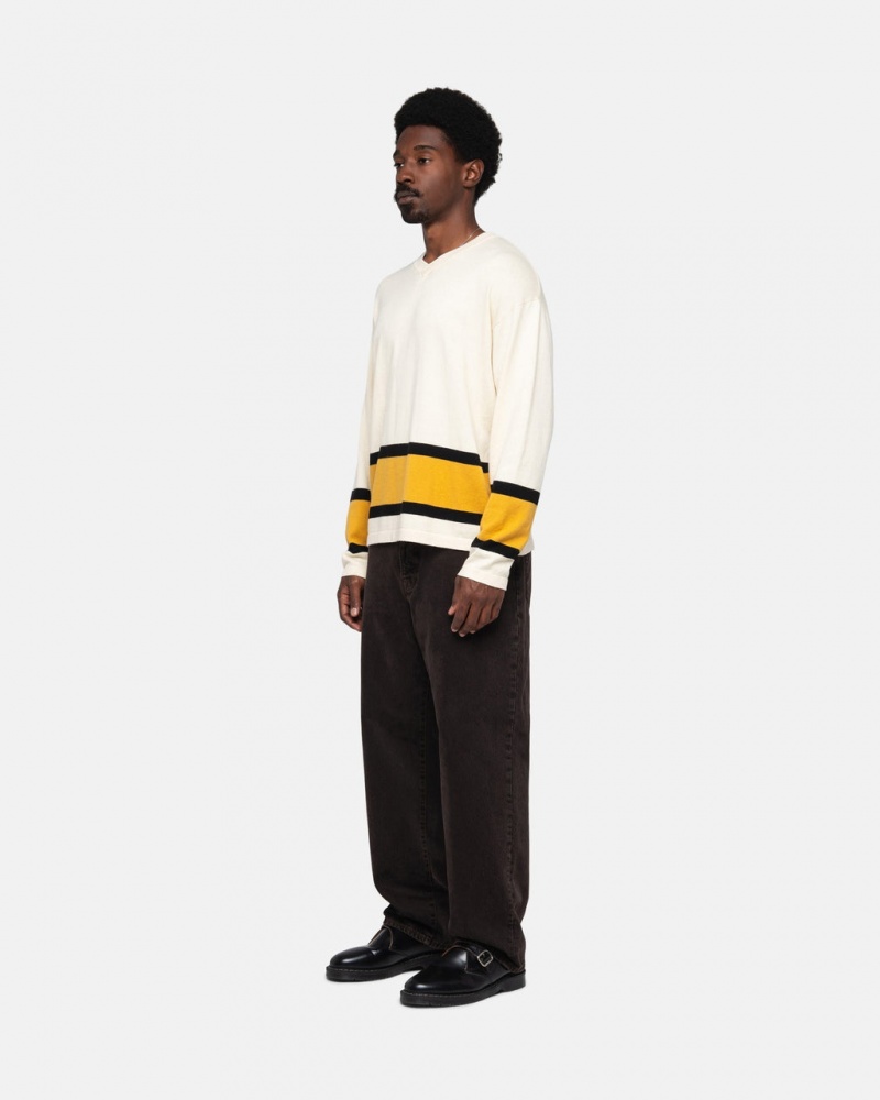 Stussy Hockey Swetry - Unisex Sweaters Knits Beżowe | BPLSD99877