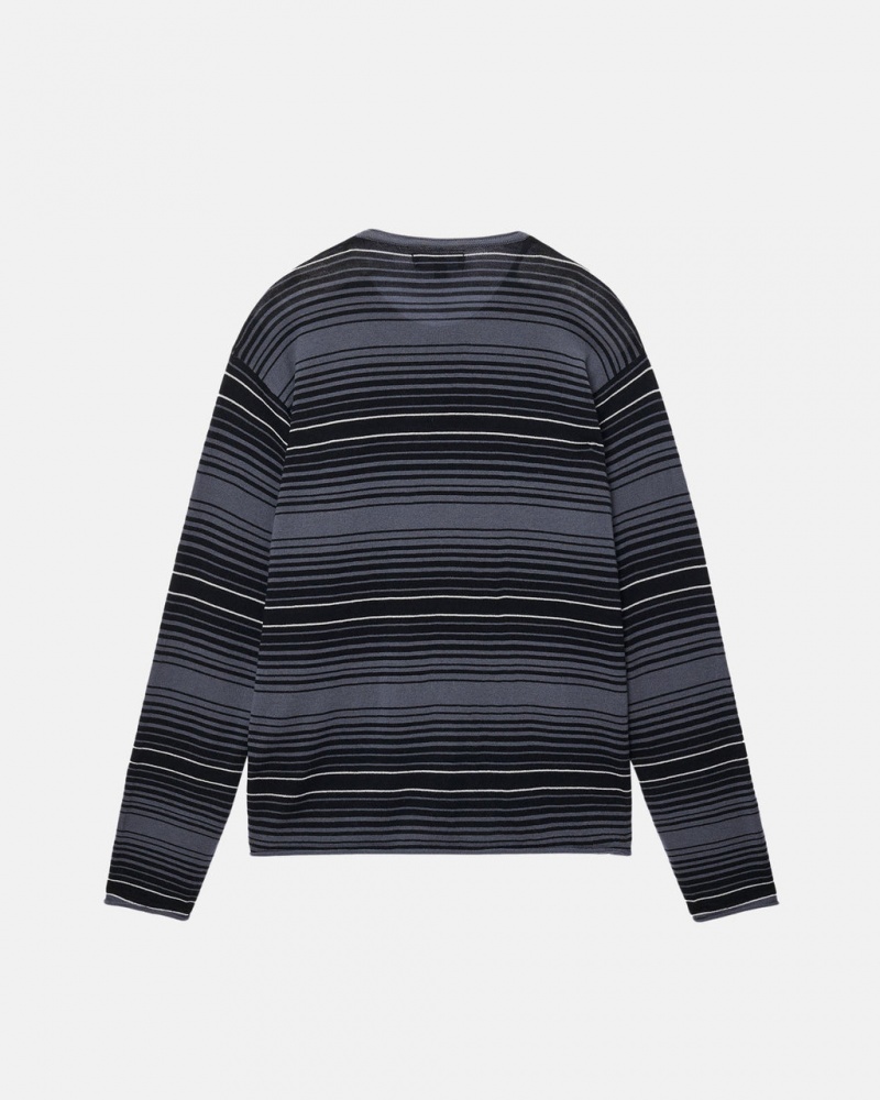 Stussy Horizontal Stripe Swetry - Unisex Sweaters Szare | PPLER24426