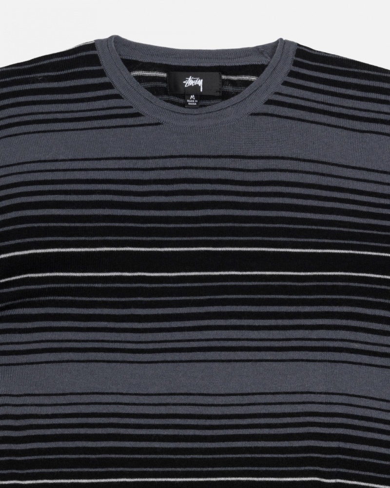 Stussy Horizontal Stripe Swetry - Unisex Sweaters Szare | PPLER24426