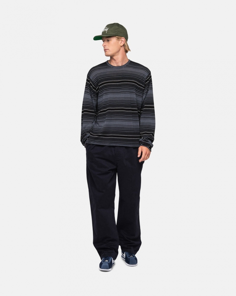 Stussy Horizontal Stripe Swetry - Unisex Sweaters Szare | PPLER24426