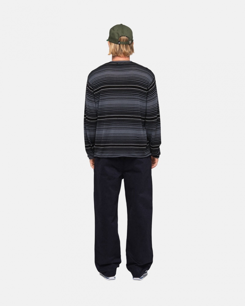 Stussy Horizontal Stripe Swetry - Unisex Sweaters Szare | PPLER24426