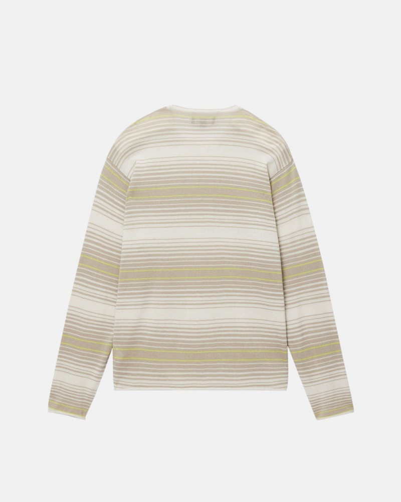 Stussy Horizontal Stripe Swetry - Unisex Sweaters Beżowe | XPLBH65111