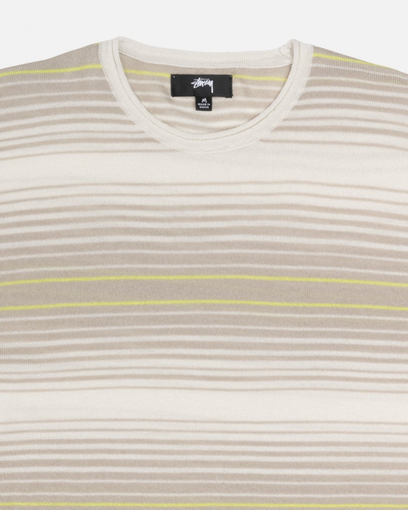 Stussy Horizontal Stripe Swetry - Unisex Sweaters Beżowe | XPLBH65111