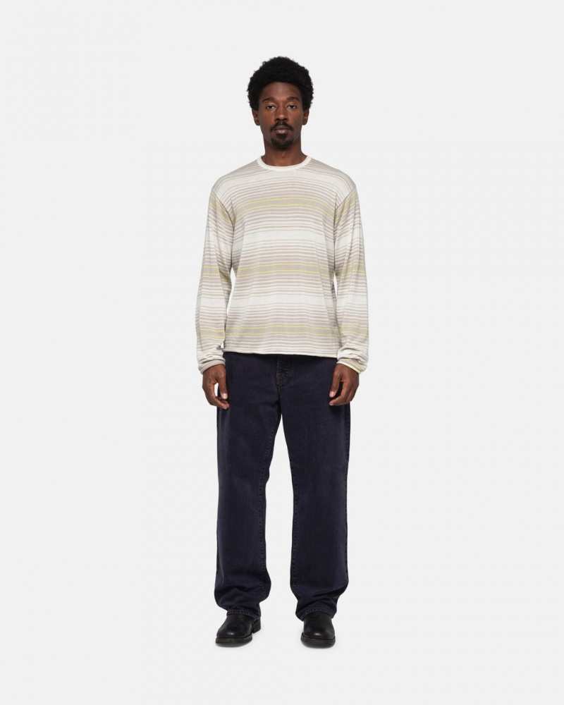 Stussy Horizontal Stripe Swetry - Unisex Sweaters Beżowe | XPLBH65111