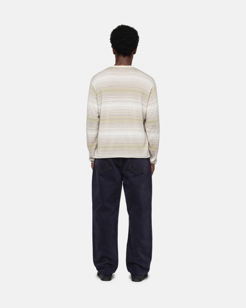 Stussy Horizontal Stripe Swetry - Unisex Sweaters Beżowe | XPLBH65111