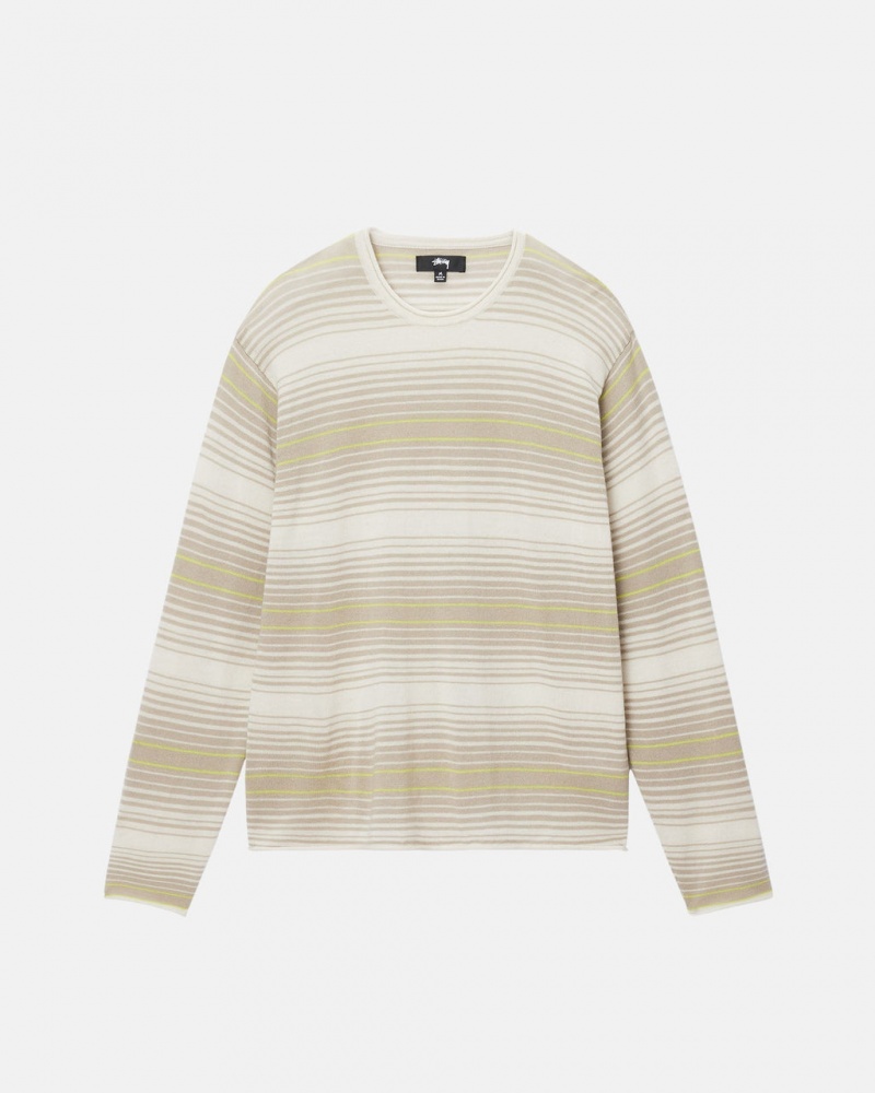 Stussy Horizontal Stripe Swetry - Unisex Sweaters Beżowe | XPLBH65111