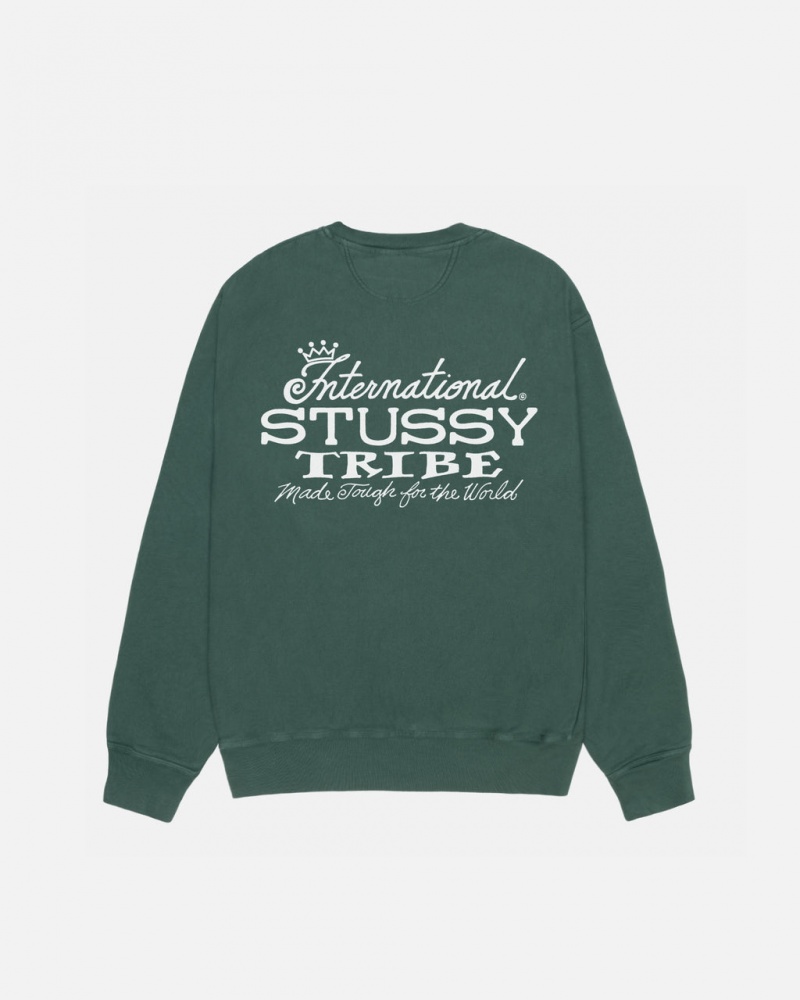 Stussy IST Crew Pigment Dyed - Unisex Hoodies Zielone | PPLER57861