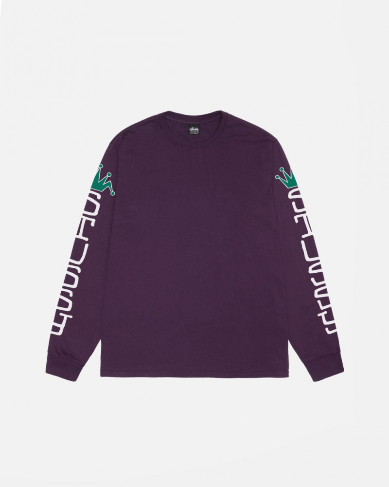 Stussy Jumbo LS Tee Pigment Dyed - Unisex Longsleeve Fioletowe | XPLBH59298