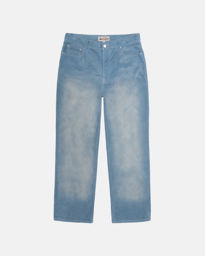 Stussy Klasyczne Jean Faded Corduroy - Unisex Denim Niebieskie | PLJBT14156