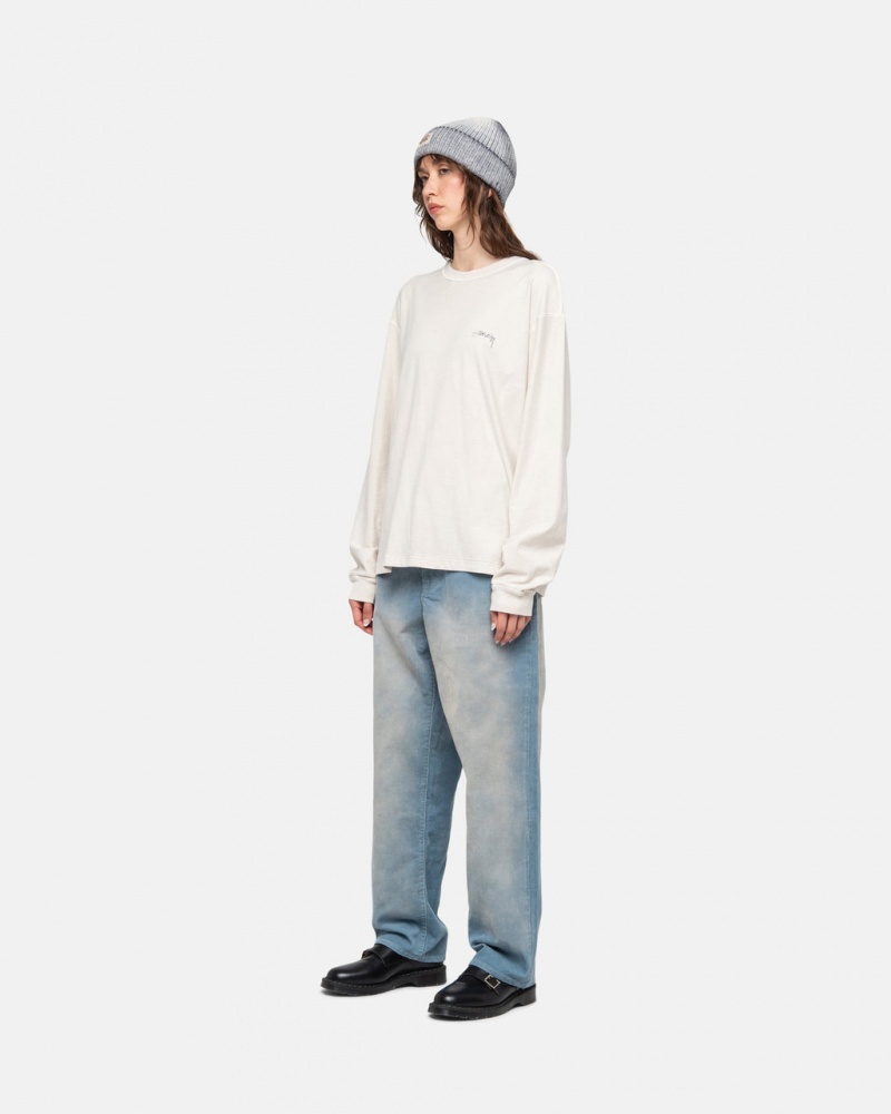 Stussy Lazy LS Tee - Unisex Longsleeve Beżowe | SPLVO32617