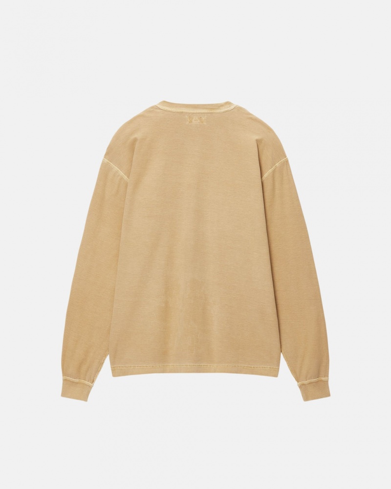 Stussy Lazy LS Tee - Unisex Longsleeve T-Shirts Złote | XPLBH20611