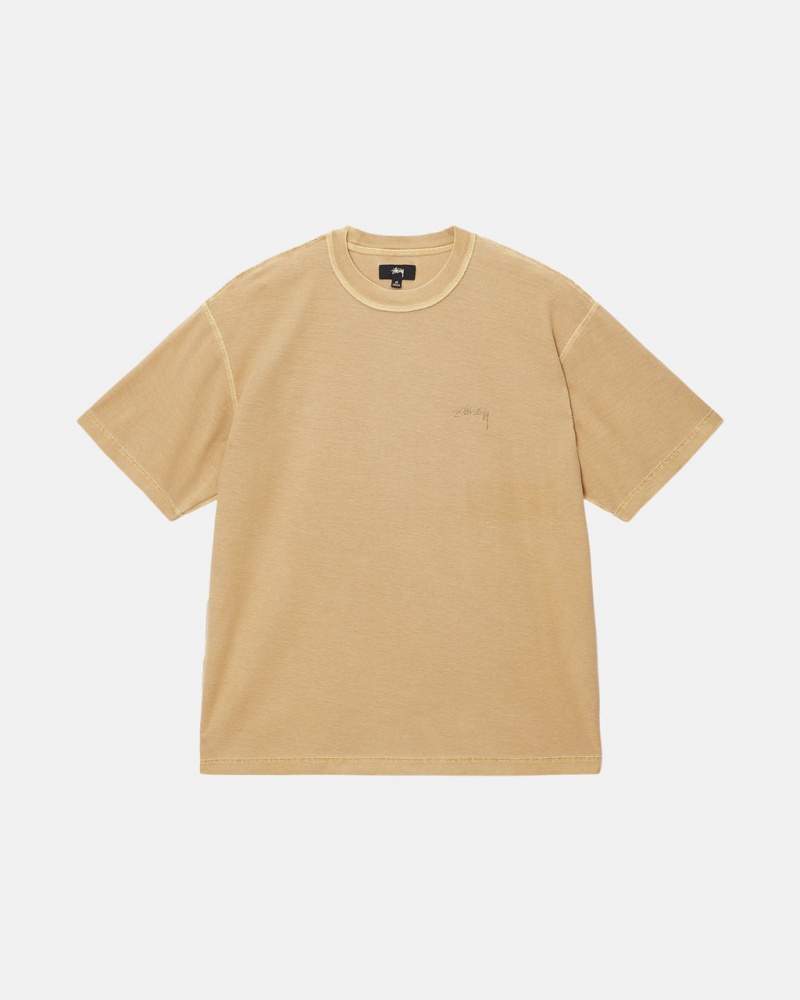 Stussy Lazy Tee - Unisex Longsleeve Złote | PLJKU59306