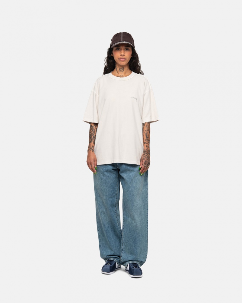 Stussy Lazy Tee - Unisex Sweaters Knits Beżowe | SPLVO44980