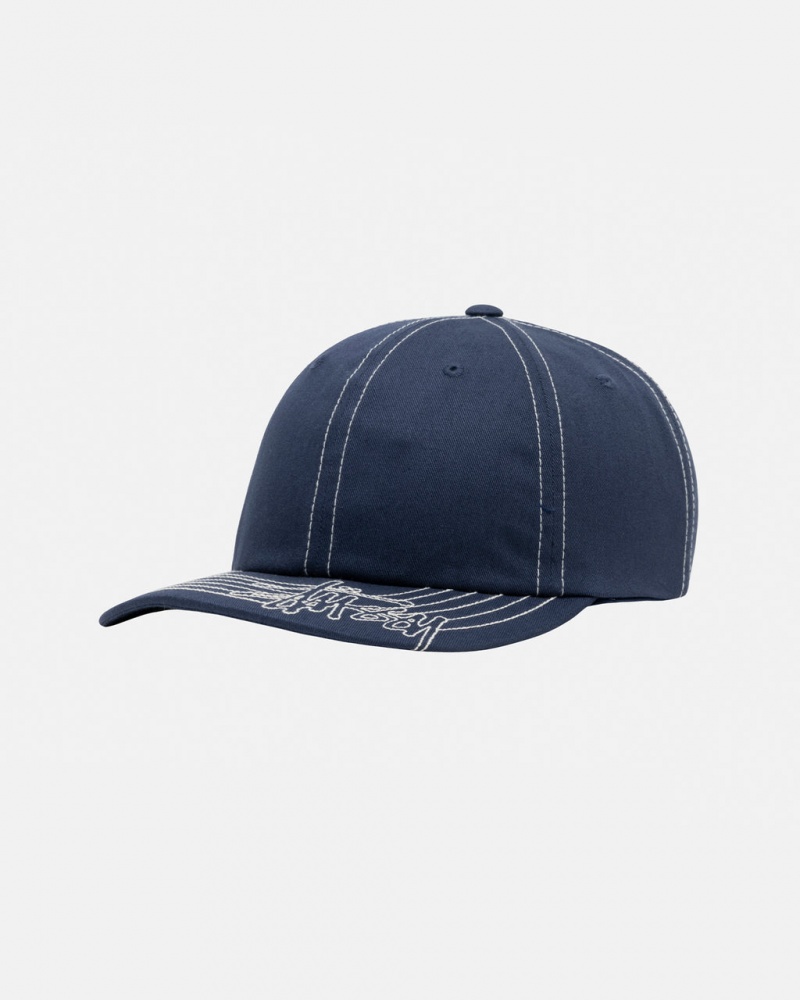 Stussy Low Pro Basic Stitch Strapback - Unisex Granatowe | PLJKU68355