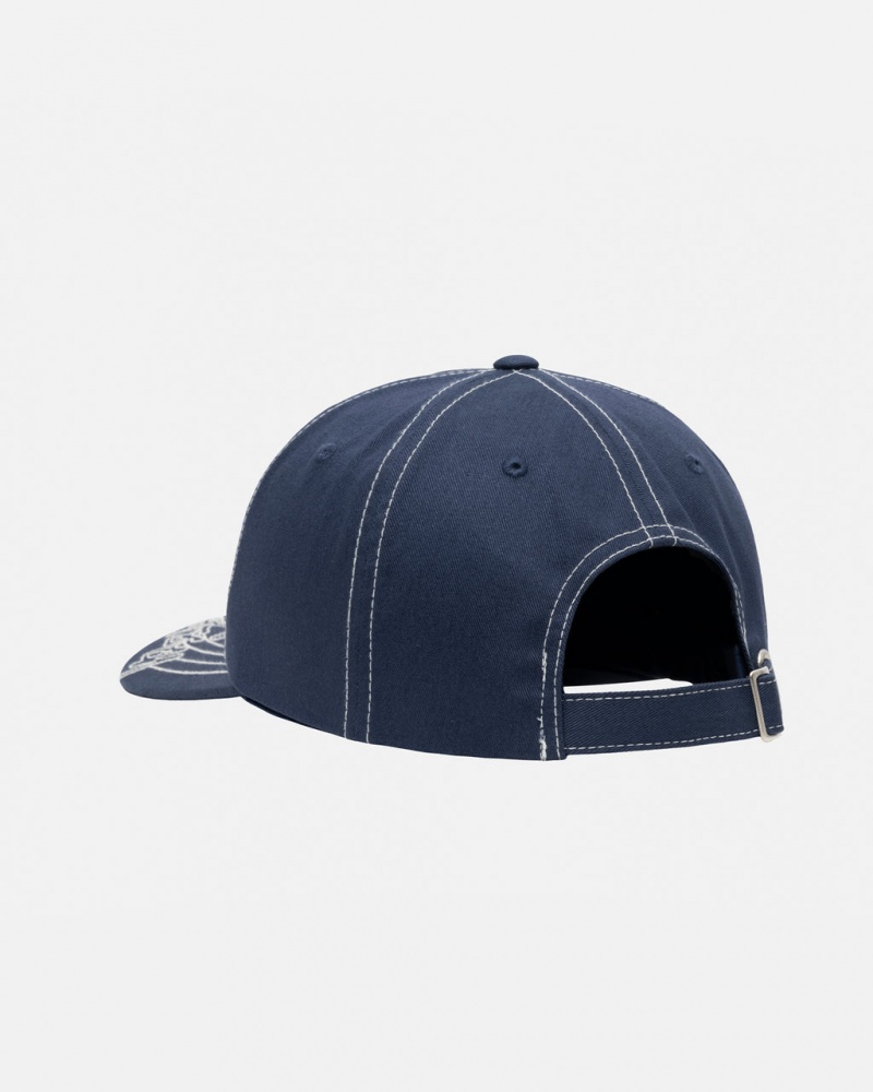 Stussy Low Pro Basic Stitch Strapback - Unisex Granatowe | PLJKU68355