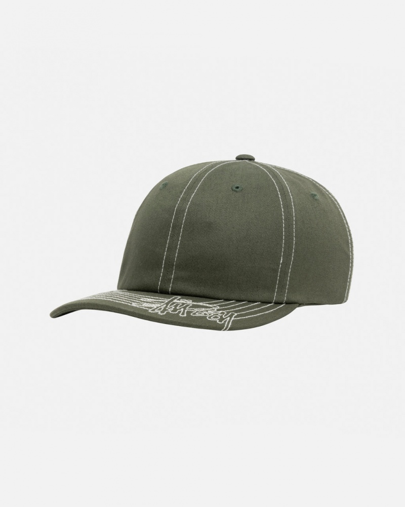 Stussy Low Pro Basic Stitch Strapback - Unisex Oliwkowe | XPLGW64070