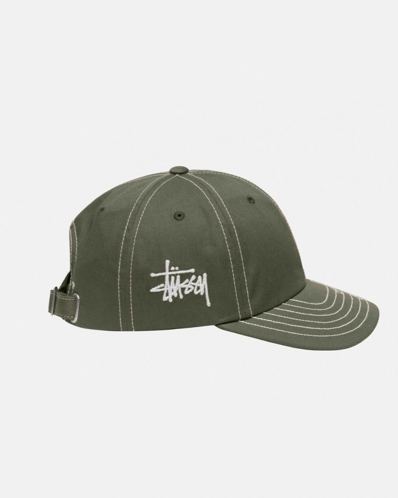 Stussy Low Pro Basic Stitch Strapback - Unisex Oliwkowe | XPLGW64070